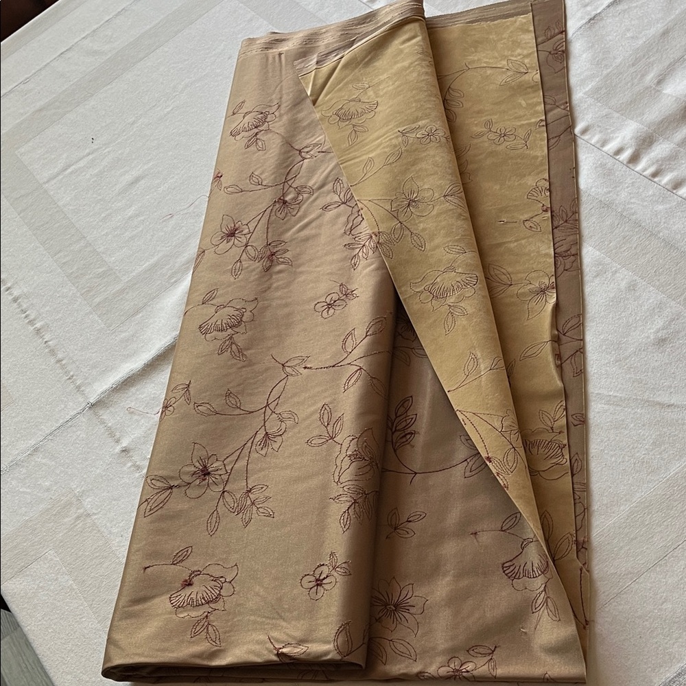 Embroidered Floral Jacquard Fabric. Golden Double-sided 2 Plus Yards by 58 Wide
